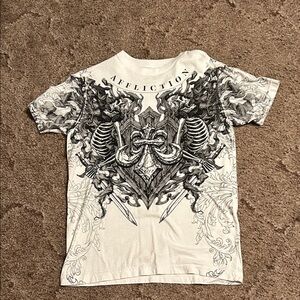 Affliction Kids Tee - White with Black Graphic